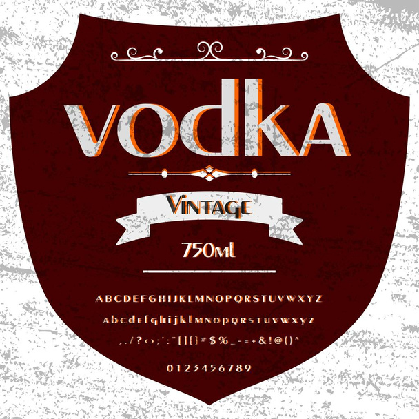 Yazı tipi yazı komut dosyası - votka Vintage çerçeve-etiket tasarım, viski ve şarap etiket, Restoran, bira etiket. Vektör çizim - Vektör, Görsel
