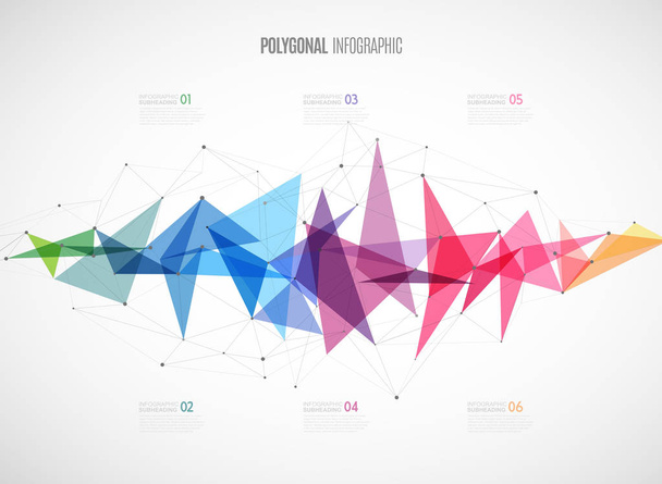 Infographic template with polygonal abstract shapes and place fo - Вектор,изображение