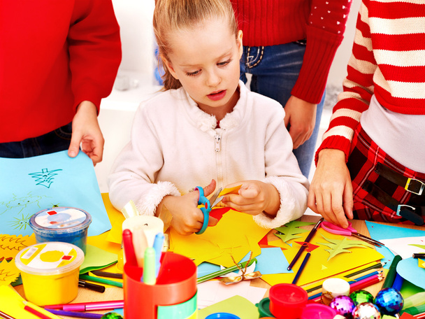 Children making card. - Valokuva, kuva