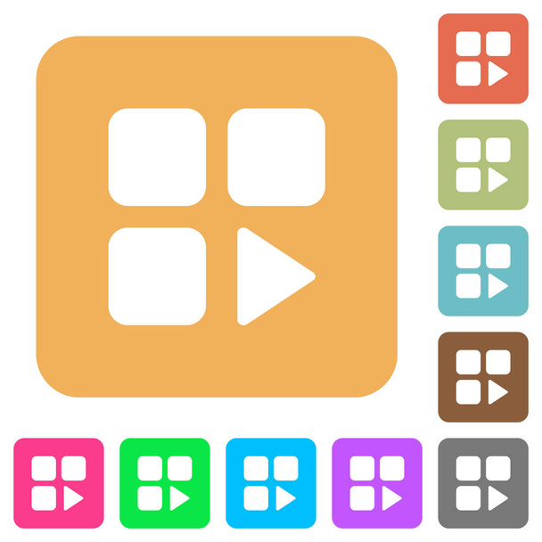 Component play rounded square flat icons - Vector, Image
