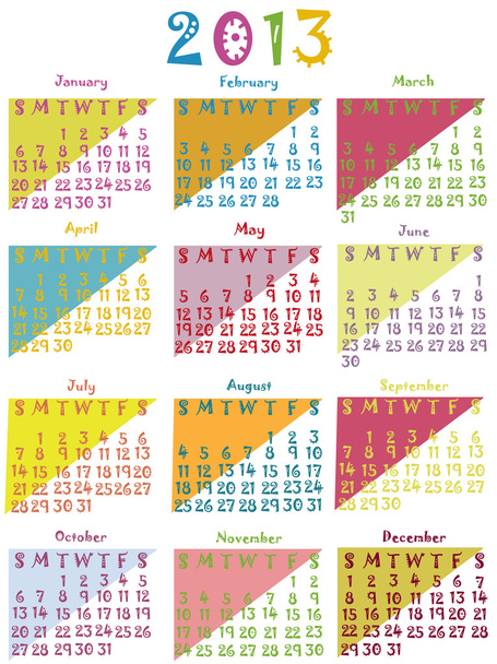 kalendarza na 2013 - Wektor, obraz
