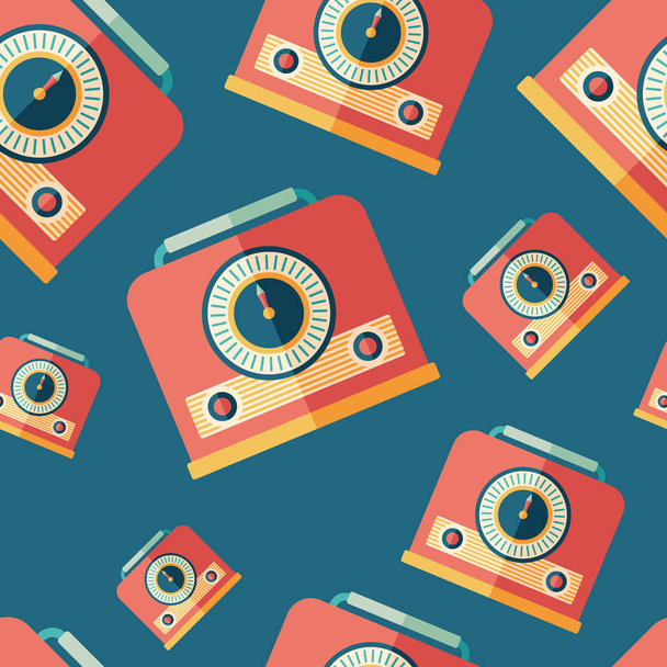 Red vintage radio with handle flat icon seamless pattern. - Διάνυσμα, εικόνα