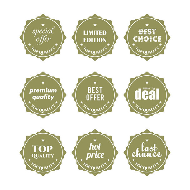Set of flat design sale stickers - Διάνυσμα, εικόνα