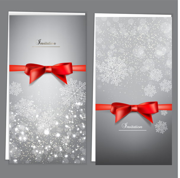 Greeting cards with red bows and copy space. Vector illustration - Διάνυσμα, εικόνα
