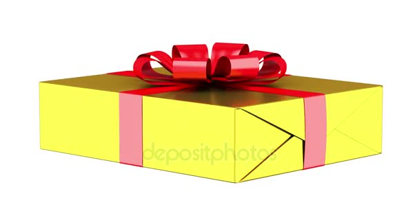 подарункова коробка з червоною стрічкою і петлею обертаються на білому тлі
 - Кадри, відео