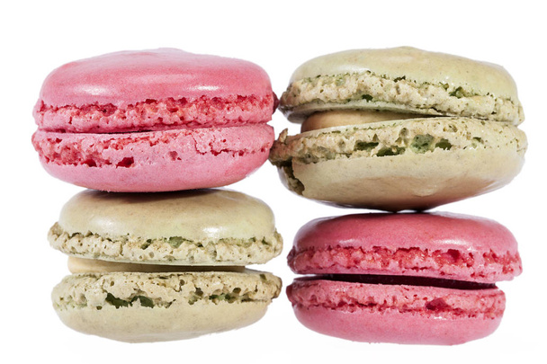 Colorful cookies of macaroon isolated on white background. - 写真・画像