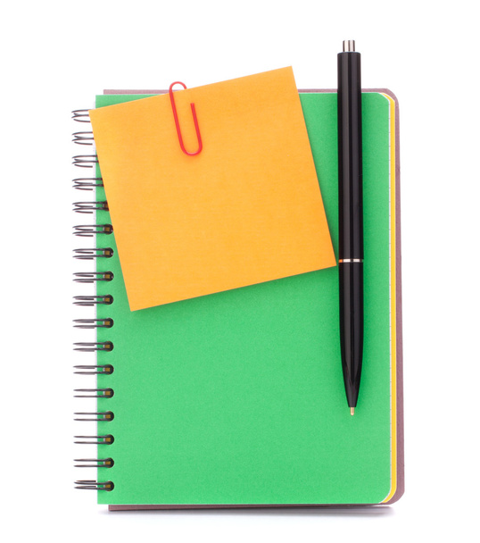 Cuaderno con papel y bolígrafo
 - Foto, imagen