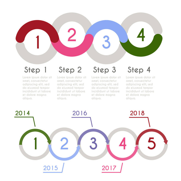 Progress chart statistic concept. Infographic vector template for presentation. Timeline statistical chart. Business flow process diagram. - Vector, Image
