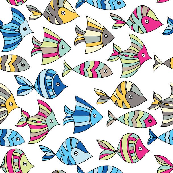 Seamless pattern with fish. Vector illustration. Print. Repeating background. Cloth design, wallpaper. - Vektori, kuva