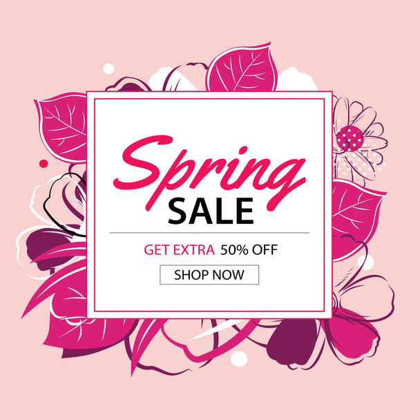 Spring sale poster template with flower background.Can be use vo - Vektori, kuva