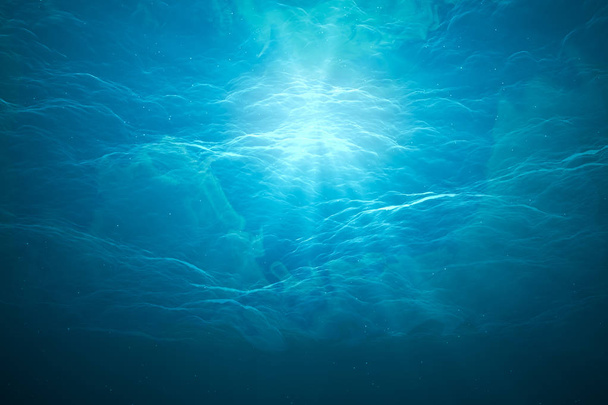 3D-s renderelt illusztráció a nap sugarai a víz alatt. Alatti háttér. - Fotó, kép