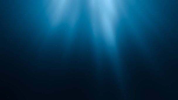 3D gerenderte Illustration von Sonnenstrahlen unter Wasser. Unterwasser-Hintergrund. - Foto, Bild