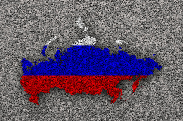 Χάρτης και σημαία της Ρωσίας σχετικά με παπαρουνόσπορο - Φωτογραφία, εικόνα