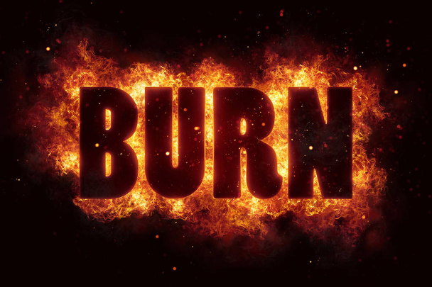 Burn tűz láng szöveg robbanás felrobban - Fotó, kép