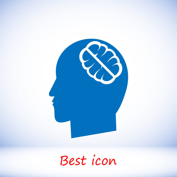 Blue brain icon - Vector, Image