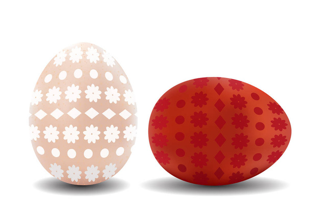 Two 3d isolated vector realistic brown and white easter eggs wit - Wektor, obraz