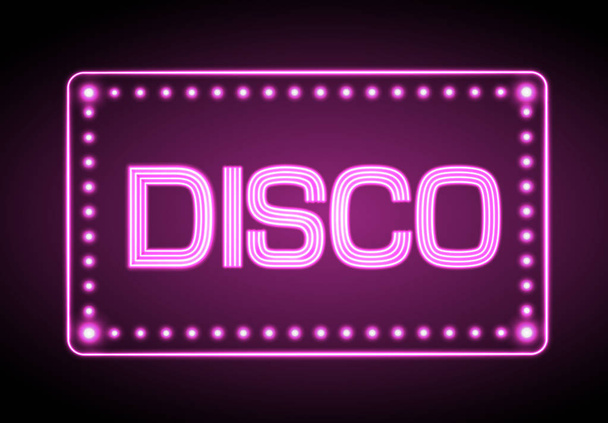 Neon sign. Disco party - Vettoriali, immagini
