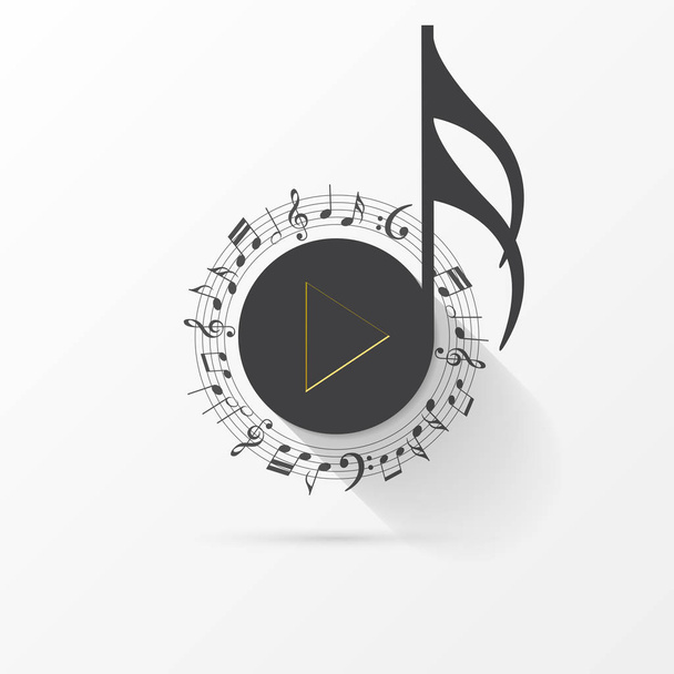 Music note Icon. Creative symbol with play button. Vector - Vector, Image