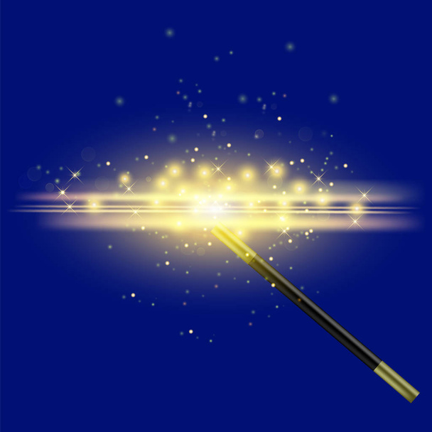 輝く光でリアル魔法の杖 - ベクター画像