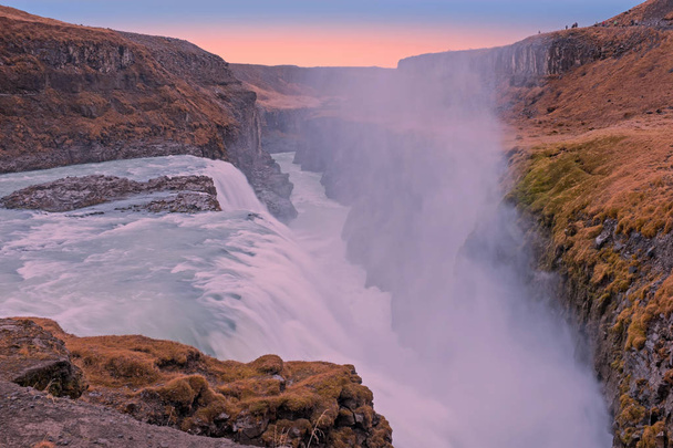 Powerfull Gullfoss Waterfalls in Iceland at sunset - Photo, Image