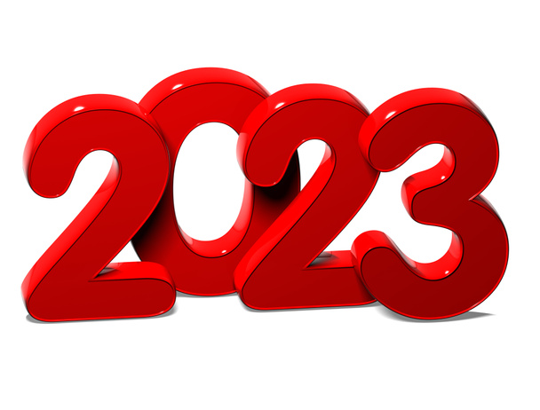 3D Red New Year 2023 on white background - Photo, Image