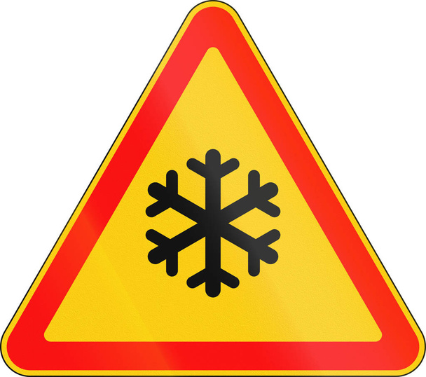 Běloruské silnice varovný signál - sníh nebo mráz - Fotografie, Obrázek
