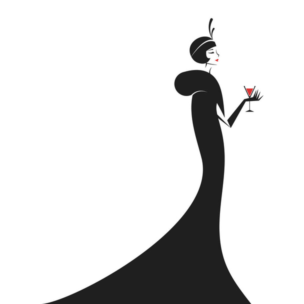 Woman in a dress of the 20's - Vector, Image