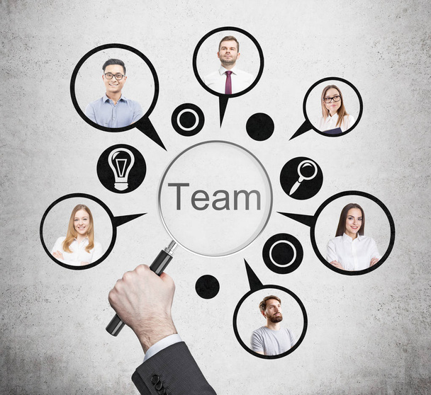Hand of man forming a business team - Photo, Image