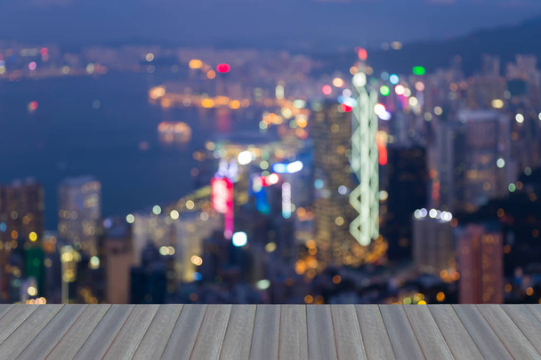 Вид с воздуха размытый боке свет в центре Гонконга
 - Фото, изображение
