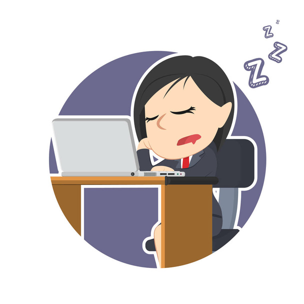 zakenvrouw met laptop slapen in cirkel - Vector, afbeelding
