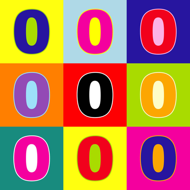 Szám 0 jele design sablon elemet. Vektor. Pop-art stílusban színes ikonok készlet 3 színben. - Vektor, kép