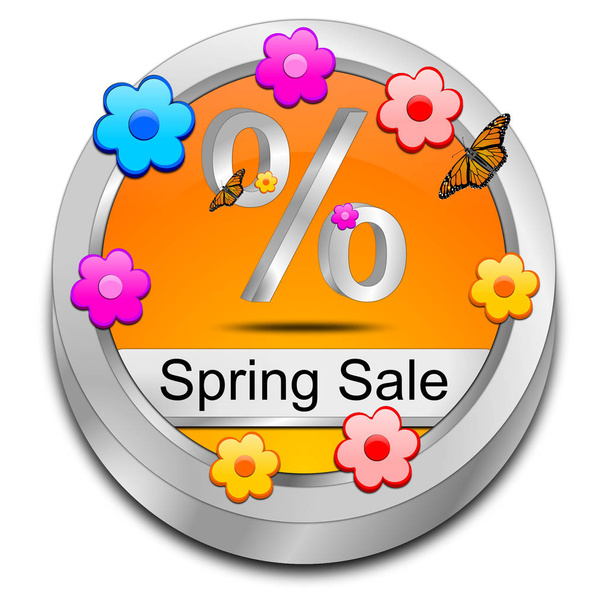 Botón de venta de primavera - Ilustración 3D
 - Foto, Imagen
