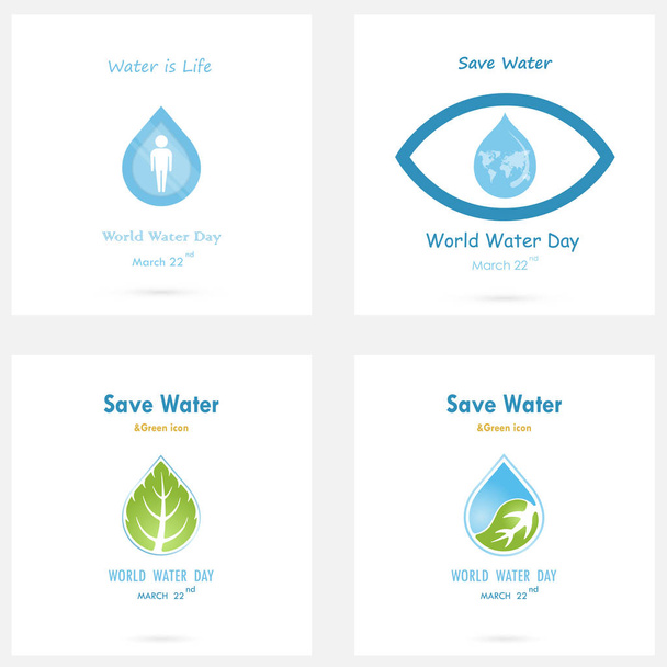 Set of Water drop icon vector logo design template.World Water D - Vector, Image