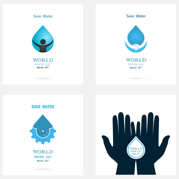 Set di acqua goccia icona vettoriale logo design template.World acqua D
 - Vettoriali, immagini