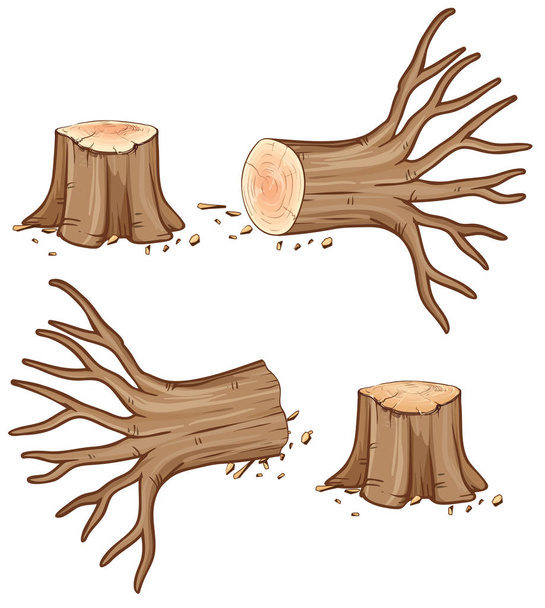Sušené dřevěné srubové a větev - Vektor, obrázek