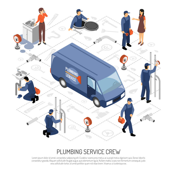 Plumber Isometric Concept - Vector, Image