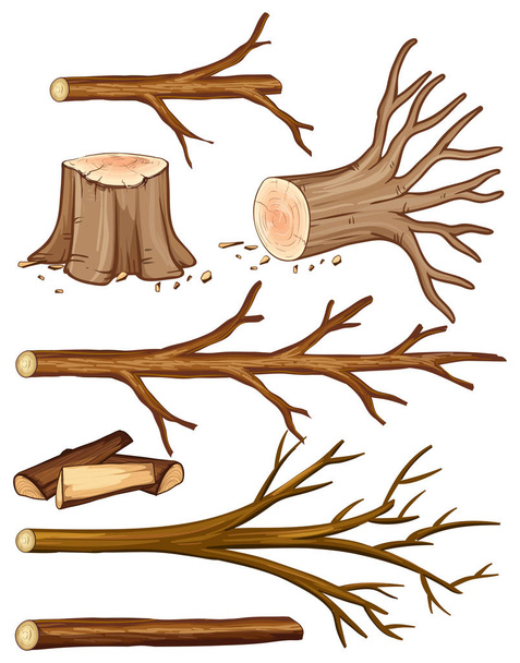 Tűzifa és stump  - Vektor, kép