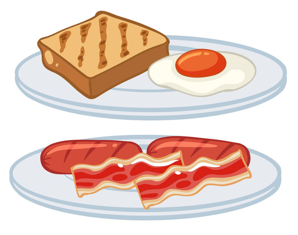 Πρωινό με αυγό και bacons - Διάνυσμα, εικόνα