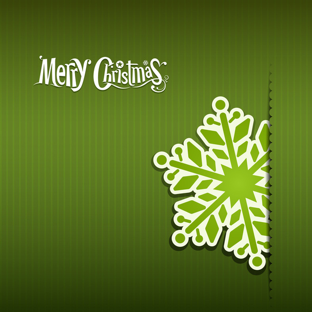 Feliz Navidad Copos de nieve de papel de fondo verde
 - Vector, imagen