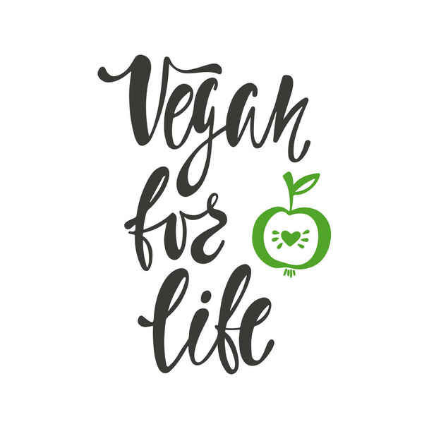 Lebenslang vegan. inspirierendes Zitat über Vegetarier. - Vektor, Bild