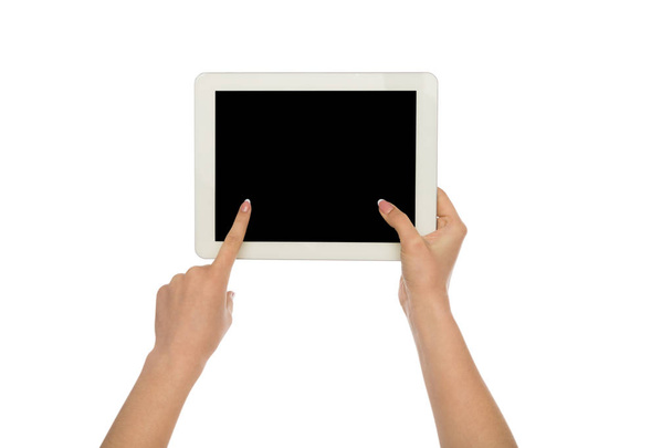 Woman holding digital tablet with blank screen - Photo, Image