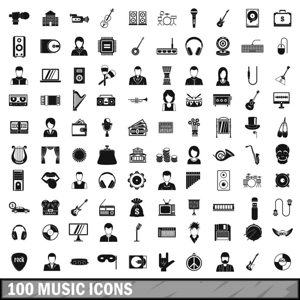 100 музичних піктограм, простий стиль
 - Вектор, зображення