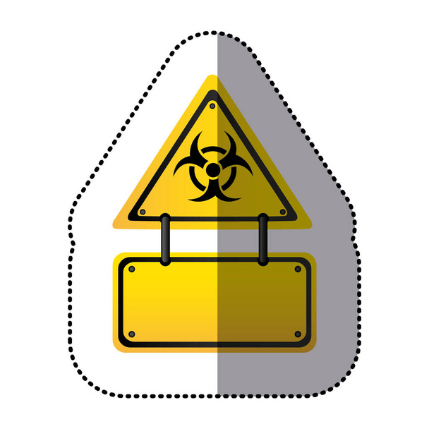 gele metaal biohazard waarschuwingspictogram aankondiging teken - Vector, afbeelding