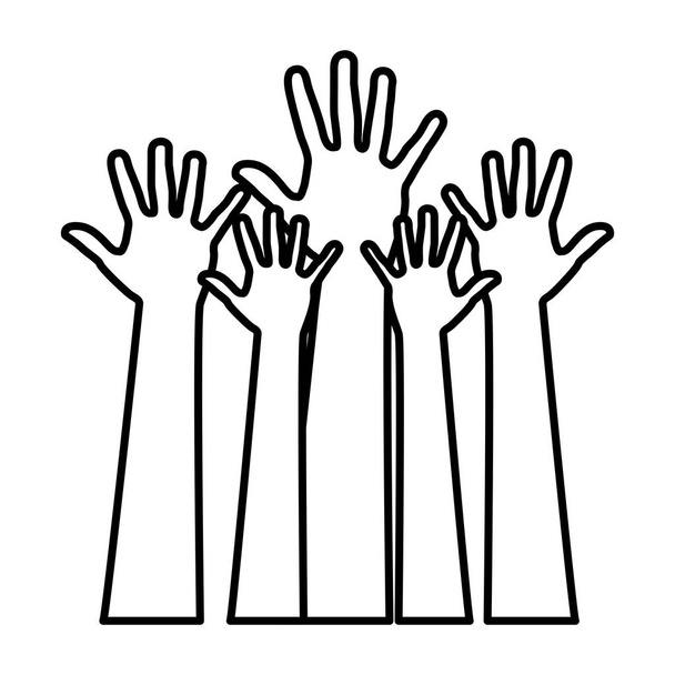 figure hands up icon - Vector, Image