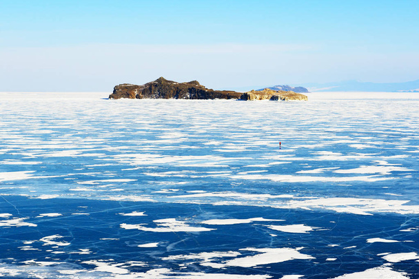 Baikal lake covered by ice during winter months. - Valokuva, kuva