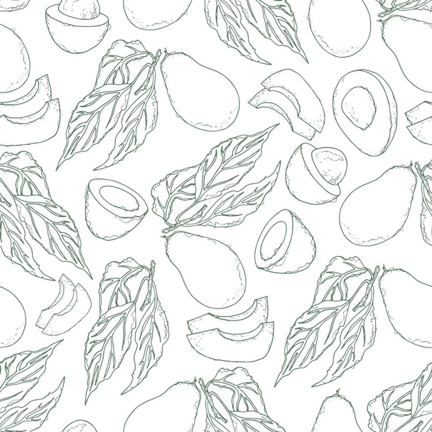 Outline seamless pattern with avocado and slice - Vector, Image