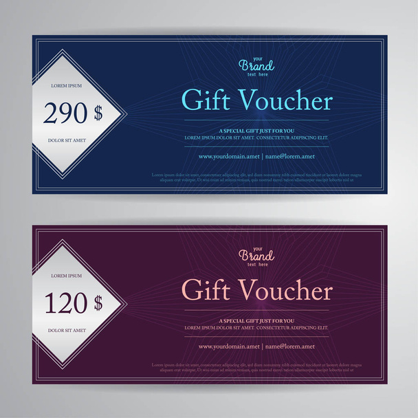 Elegant gift voucher or gift card or coupon template for discount or complimentary - Vector, Image