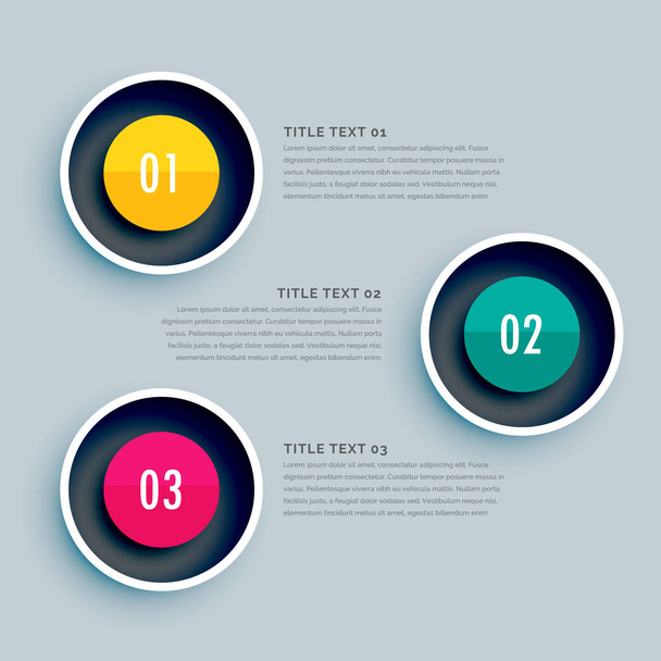 circle infographic design with three steps - Вектор, зображення