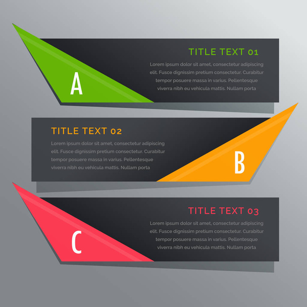 dark horizontal banners options infographic - Vector, Image