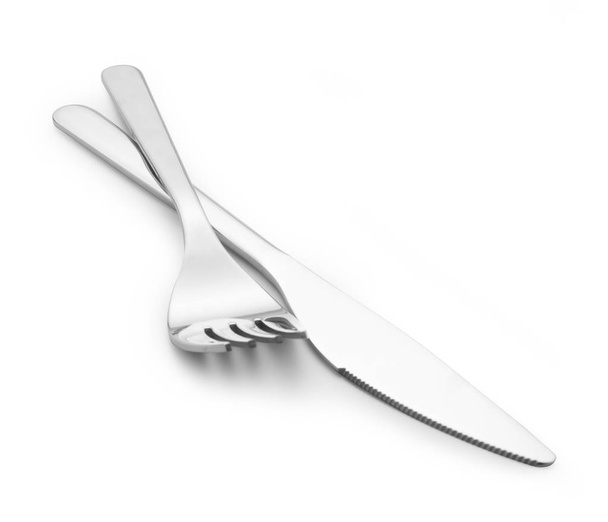 knife and fork isolated on white  - Zdjęcie, obraz